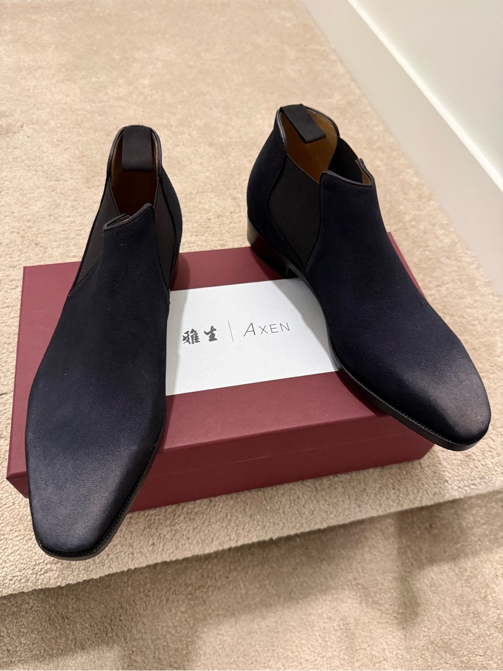 Axen Shoemaker Men's Navy Suede Moonlight ankle boot Chelsea UK6 US7 Goodyear